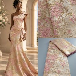 5-Yard Floral Jacquard Brocade Fabric for Dressmaking