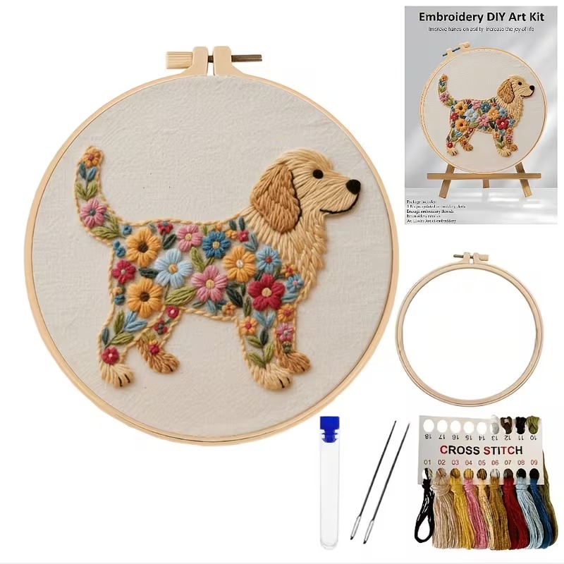 Animal Pattern Embroidery Kit for Hand Stitching